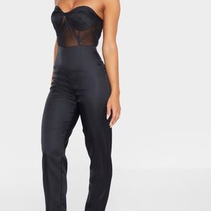 Black Mesh Bandeau Jumpsuit